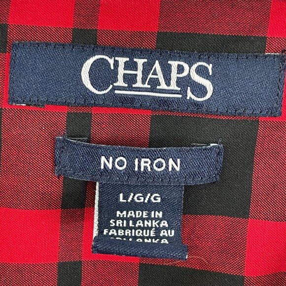 Chaps Womens Large Red Black Buffalo Plaid Button Up Shirt Long Sleeve Blouse - Picture 3 of 10